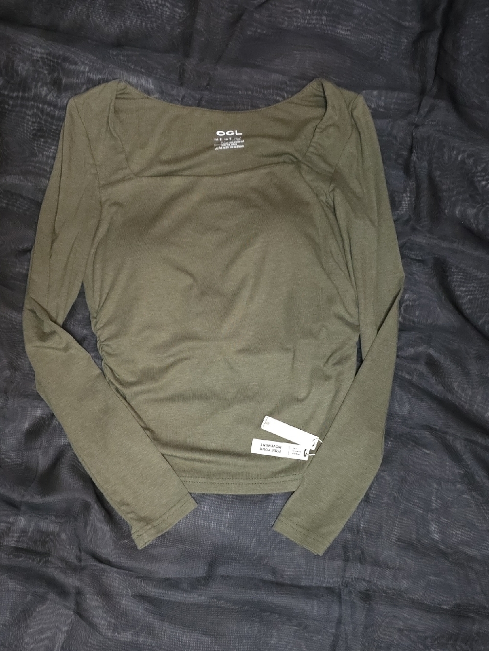 #89 OGL Eco-SkinKiss Square Neck Ruched Brami Top Olive Green [ Size M